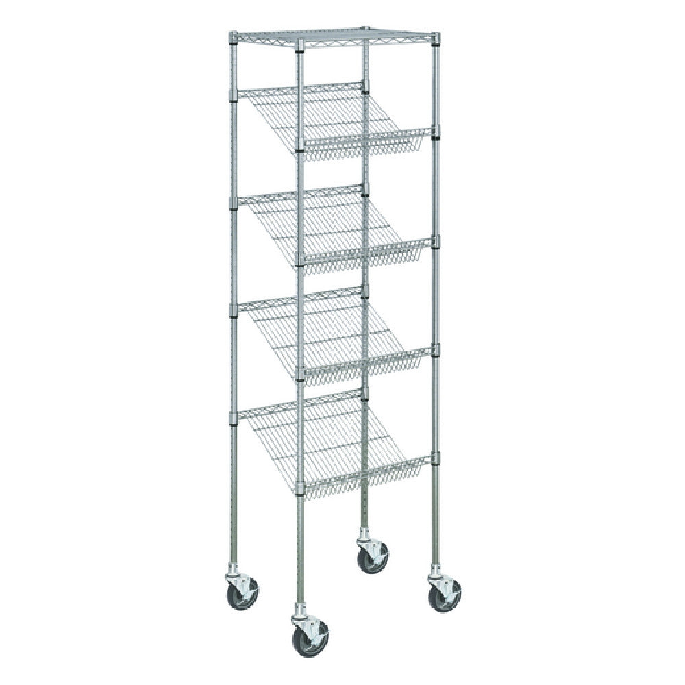 Hubert 125815 - Kratos Wire Mobile Merchandising Rack, 36"W X 18"D X 74"H, 4" Slanted