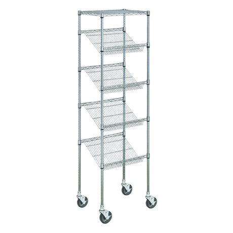 Hubert 125815 - Kratos Wire Mobile Merchandising Rack, 36"W X 18"D X 74"H, 4" Slanted