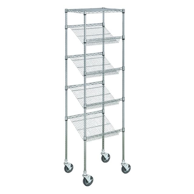 Hubert 125815 - Kratos Wire Mobile Merchandising Rack, 36"W X 18"D X 74"H, 4" Slanted