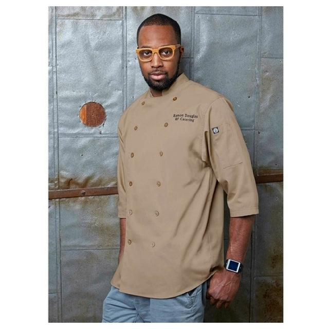 Chef Works S100BLKS Chef Shirt Double-breasted 3/4 Sleeves