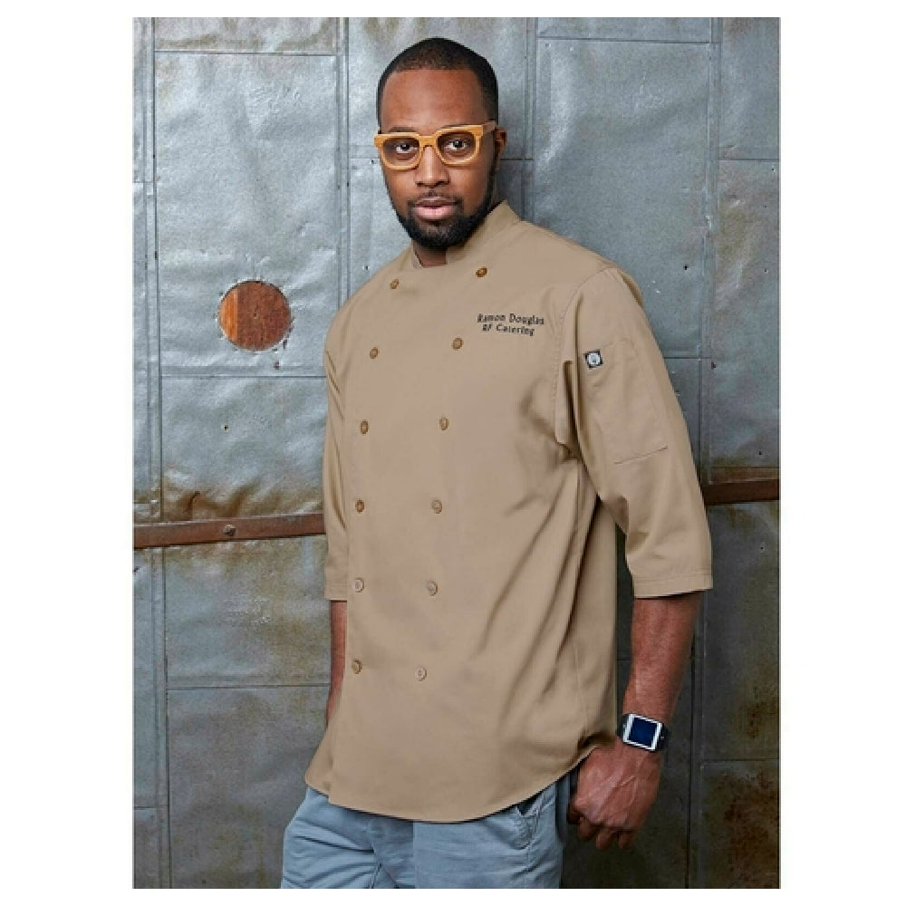 Chef Works S100BLKXL Chef Shirt Double-breasted 3/4 Sleeves