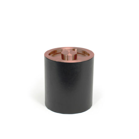 FOH RIB076BKL21 2qt Round London Ice Bucket Black With Rose Gold Lid Includes One RIB014BKL21-BTM 2qt Round London Ice Bucket Base Black