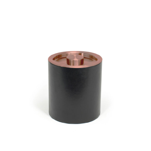 FOH RIB076BKL21 2qt Round London Ice Bucket Black With Rose Gold Lid Includes One RIB014BKL21-BTM 2qt Round London Ice Bucket Base Black