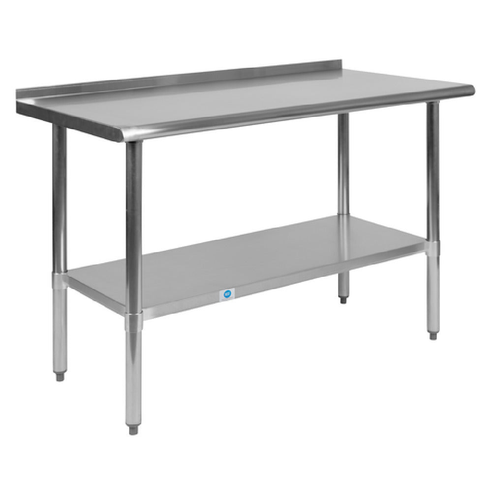 Flash Furniture NH-WT-2448BSP-GG Prep And Work Table 48"W X 24"D X 36"H 1.5" Backsplash And Undershelf