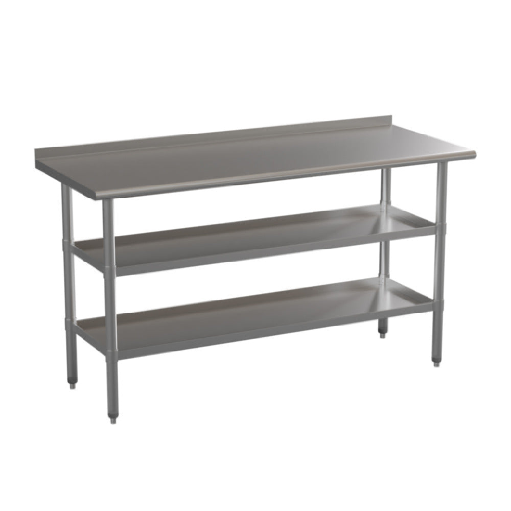 Flash Furniture NH-WT-GU-2460BSP-GG Randolph Stainless Steel 18 Gauge Work Table With 1.5" Backsplash And 2 Undershelves 60"W X 24"D X 36"H