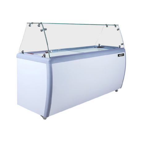 Omcan 48648 (FR-CN-0560-S) Ice Cream Dipping/Display Case 71"W Displays (12) And Stores (10) 3 Gallon Tubs Of Ice Cream