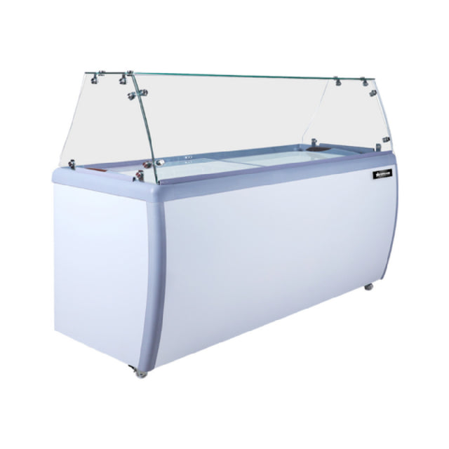 Omcan 48648 (FR-CN-0560-S) Ice Cream Dipping/Display Case 71"W Displays (12) And Stores (10) 3 Gallon Tubs Of Ice Cream