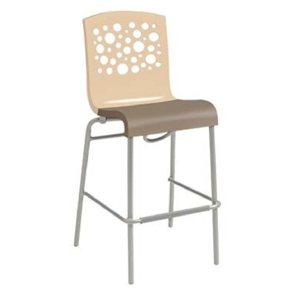 Grosfillex US838413 Tempo Stacking Barstool Resin Back With Circle Cutout Resin Seat