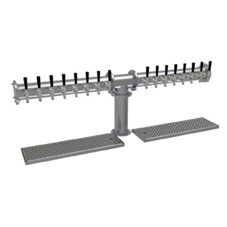 Glastender PT-16-SSR Pipe Tee Draft Dispensing Tower Countertop (16) Stainless Steel Faucets (handles Not Included)