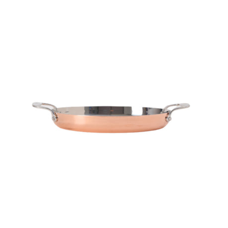 Tuxton RRVS-120 TUXCLADcu 12" Oval Pan 8.4375"W X 11.8125"D X 1.75"H Copper Triply