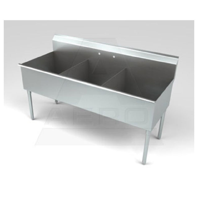 AERO Manufacturing PS3-2112 Economy Sink Three Compartment 21" W X 12" L-R Bowl Dimensions