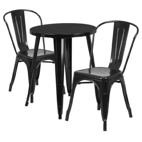 Flash Furniture CH-51080TH-2-18CAFE-BK-GG Table And Chair Set Includes (1) 24" Dia. X 29"H Table