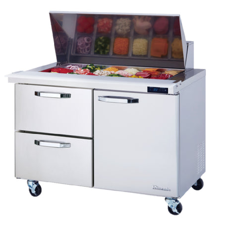 Blue Air BLMT48-D2L-HC Mega Top Sandwich Prep Table Two-section 48-3/8"W