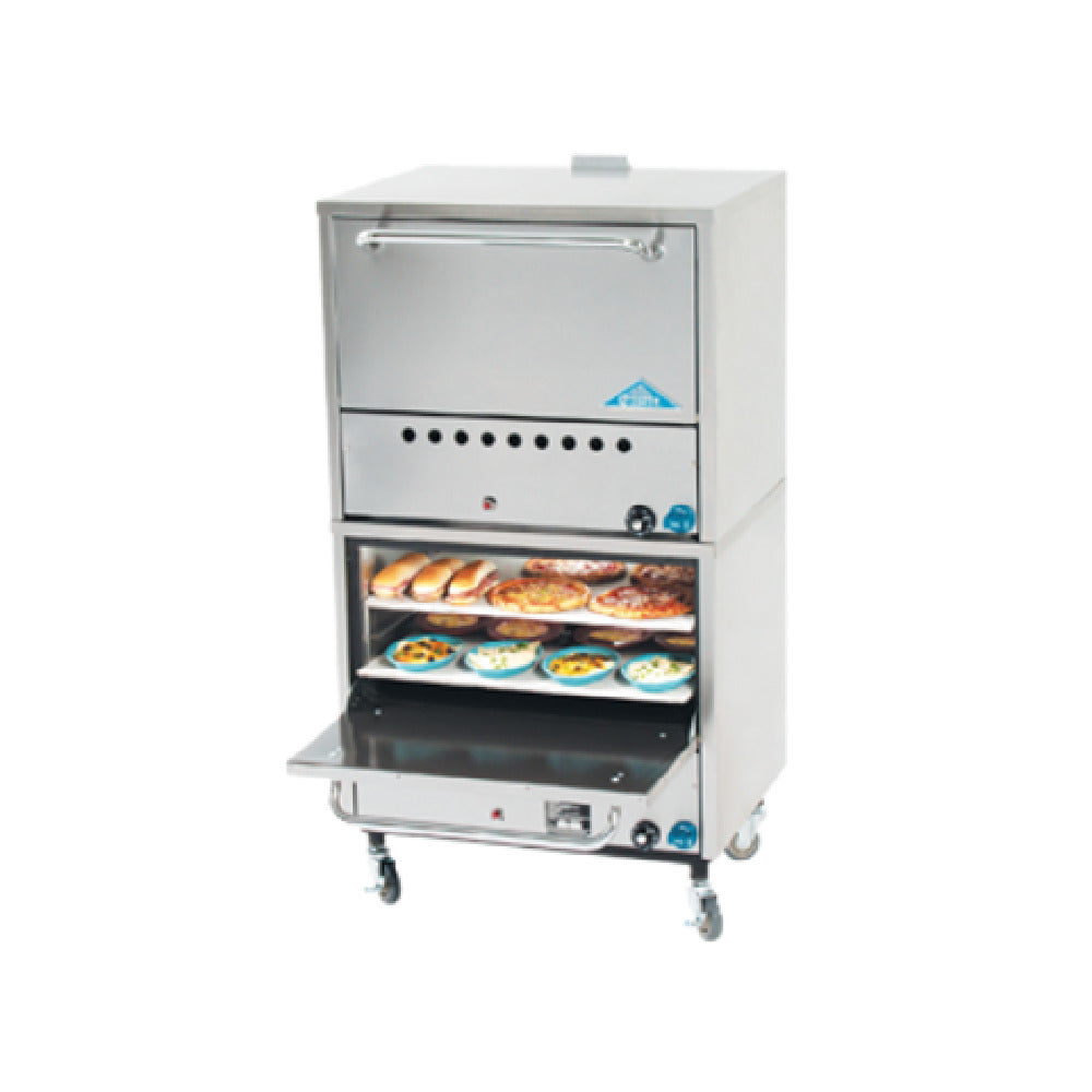 Comstock-Castle 2PO19 Pizza Oven Gas Double Stacked On Leg Frame & With Venting Chimney