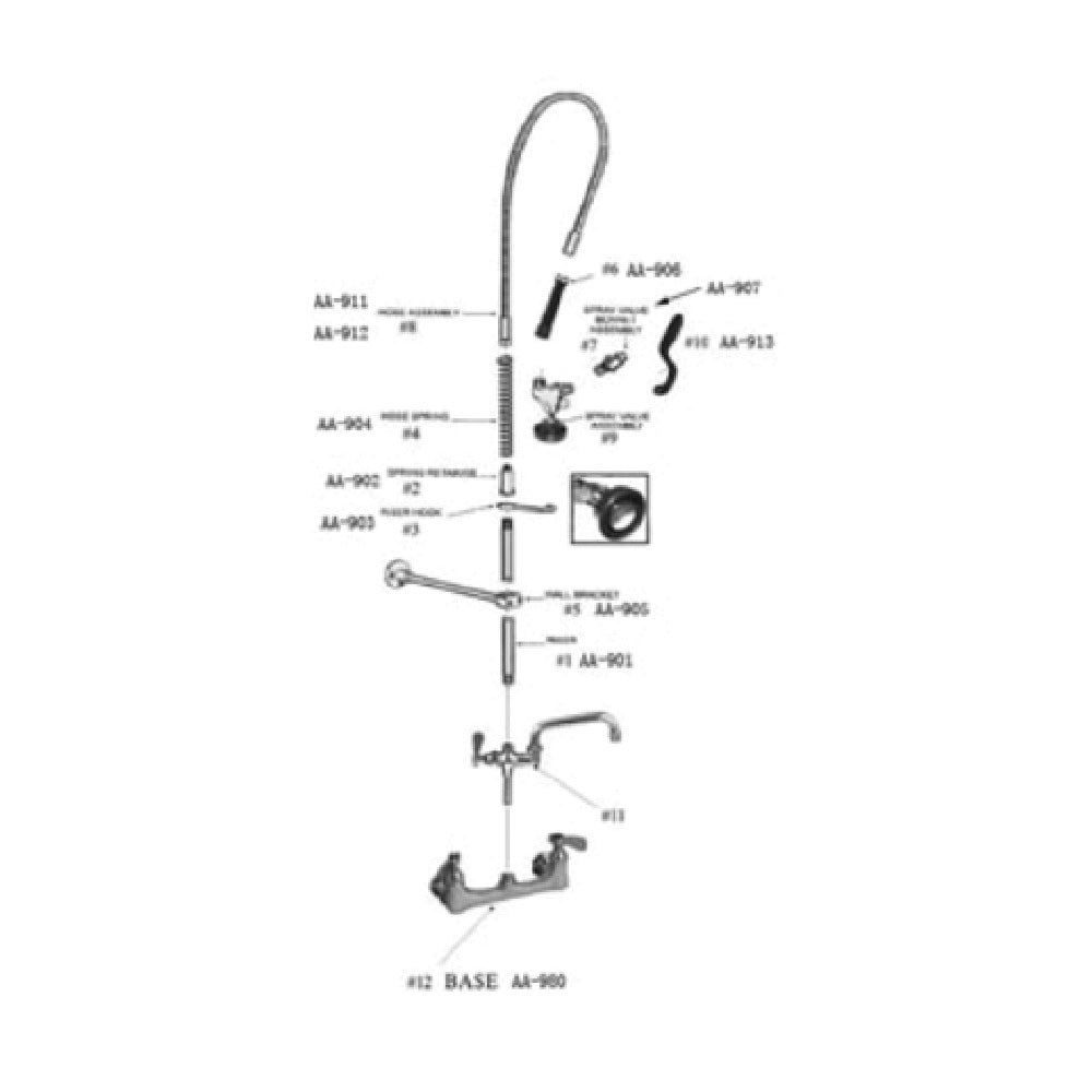 GSW USA AA-912G Pre-Rinse Hose Assembly With Grid 60" No Lead