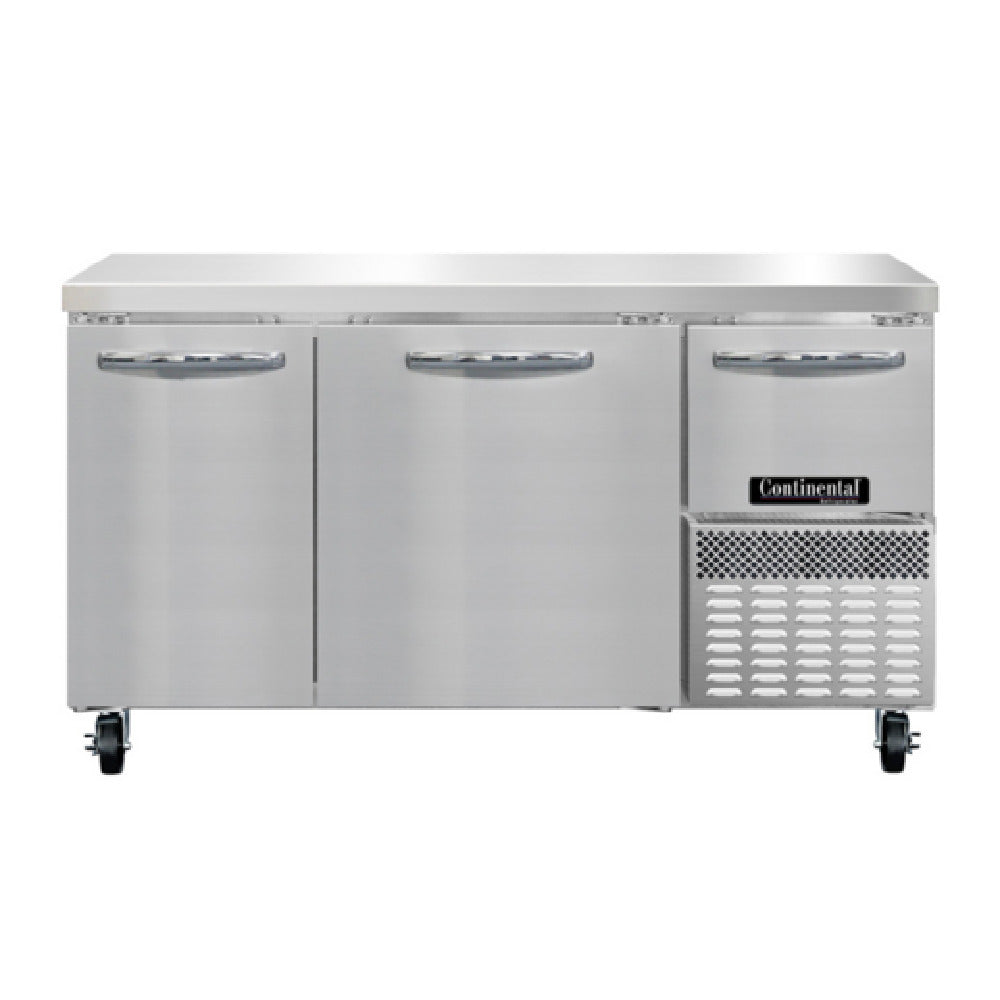 Continental Refrigerator RA60SN Refrigerated Base Shallow Depth Worktop Unit 60"W