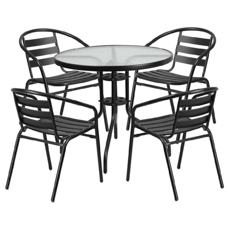 Flash Furniture TLH-072RD-017CBK4-GG Table & Chair Set Includes (1) 31-1/2" Dia. X 28"H Table