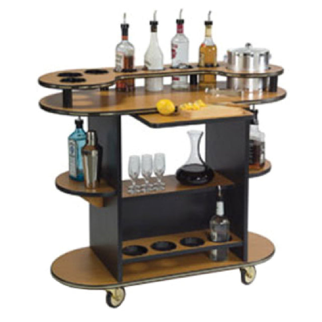 Lakeside 37210_Amber Maple Liquor Cart Oval 20"D X 45"W X 39-1/4"H