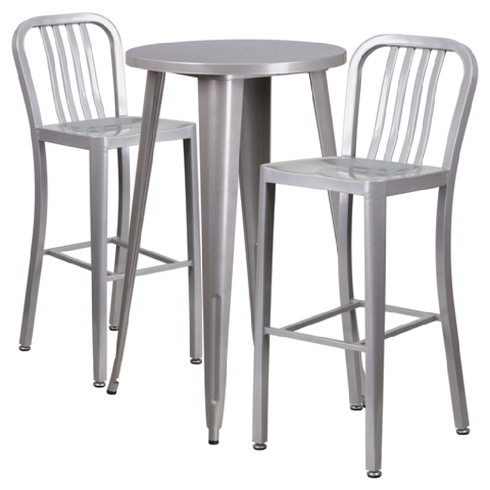 Flash Furniture CH-51080BH-2-30VRT-SIL-GG Table And Bar Stool Set Includes (1) 24" Dia. X 41"H Table