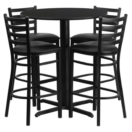 Flash Furniture HDBF1021-GG Table And Bar Stool Set Includes (1) 30" Dia. X 42"H Table