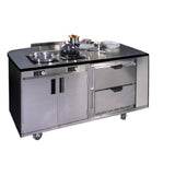 Spring USA MCS3572 - Mobile Culinary Station, 50"H X 40"W X 78"D, Dual Integrated SM-261R Induction Ranges With 5mm Tempered Glass Cooktops