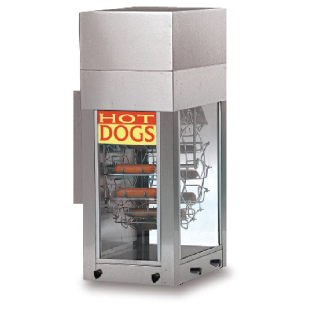 Gold Medal 8108 Mini Dogeroo® Hot Dog Rotisserie Stainless Steel Cabinet Removable Tempered Glass Windows