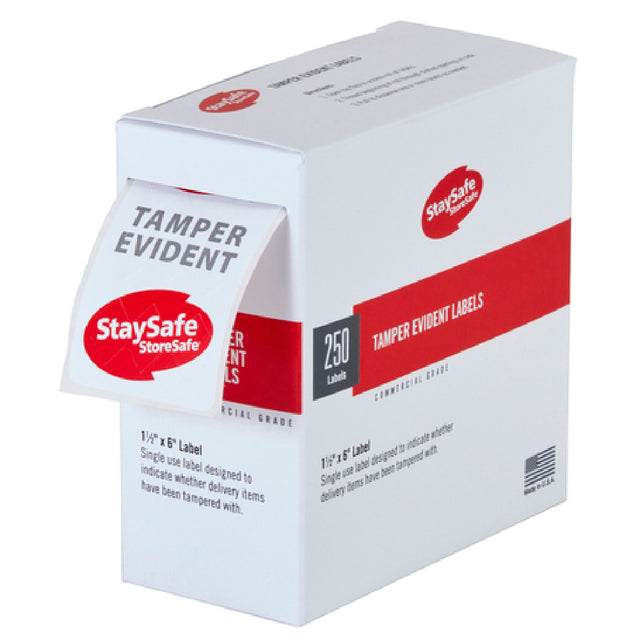 Cambro 26SSTELB6250 StaySafe Tamper Evident Label 1-1/2" X 6" (priced Per Case 6 Packs Per Case 250 Labels Per Pack)