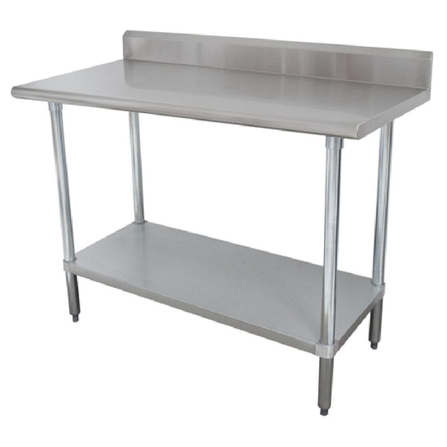 Advance Tabco KSLAG-243-X Special Value Work Table 36"W X 24"D 16 Gauge 430 Stainless Steel Top With 5"H Backsplash