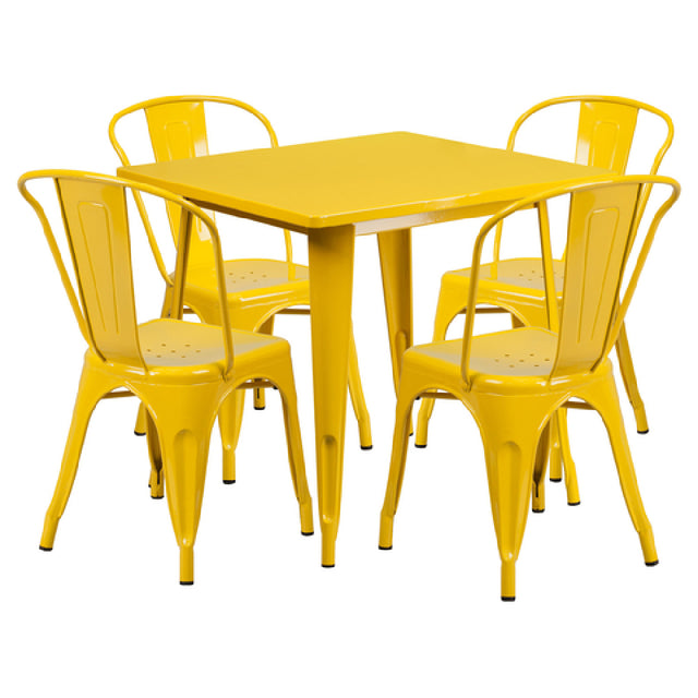 Flash Furniture ET-CT002-4-30-YL-GG Table And Chair Set Includes (1) 31-1/2"W X 31-1/2"D X 29-1/2"H Table