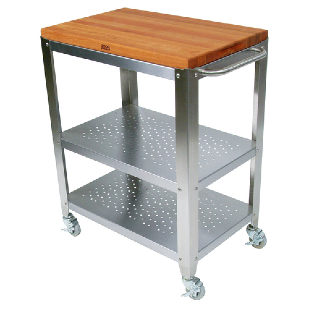 John Boos CHY-CU-CULART30 Cucina Culinarté Cart 30"W X 18-1/8"D X 36"H Removable 1-1/2" Thick Edge Grain Cutting Board Top