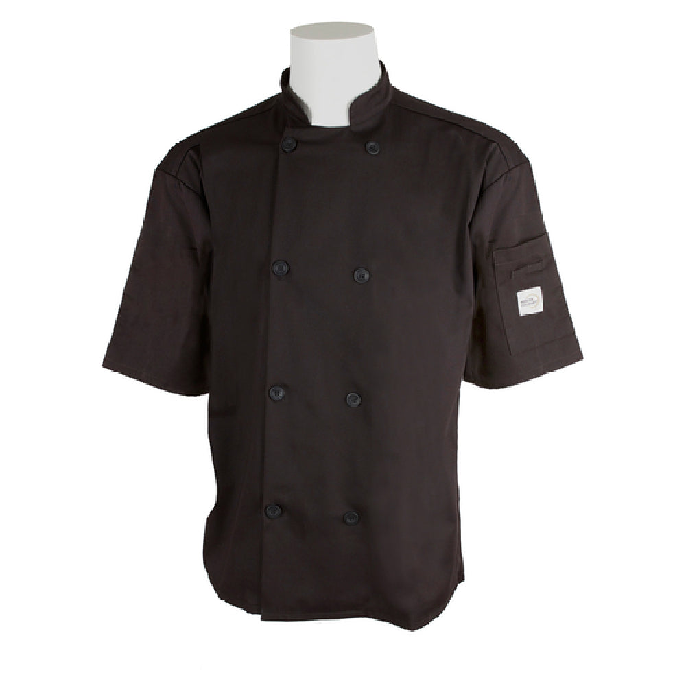 Mercer Culinary M60013BK4X Millennia® Unisex Jacket Short Sleeve (8) Traditional Buttons