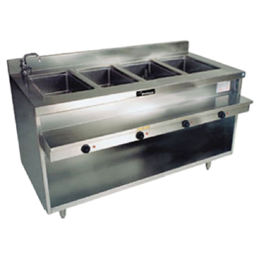 Delfield F14EI460_208/60/1 Hot Food Table Electric With Four Individual 12" X 20" Hot Food Wells Wet/dry