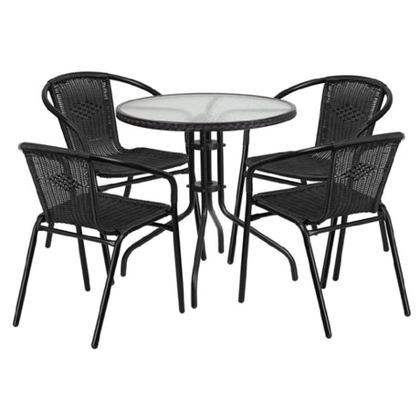 Flash Furniture TLH-087RD-037BK4-GG Table & Chair Set Includes (1) 28" Dia. X 28"H Table