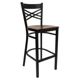 Flash Furniture XU-6F8BXBK-BAR-MAHW-GG Hercules Series Restaurant Bar Stool Metal X-back