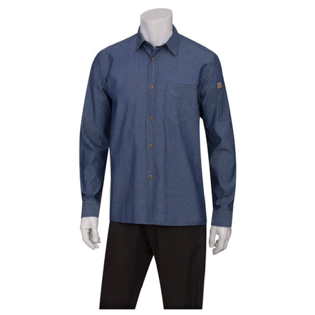 Chef Works SKL001IBL3XL Men's Detroit Shirt Roll-up Long Sleeves With 1-button Tab