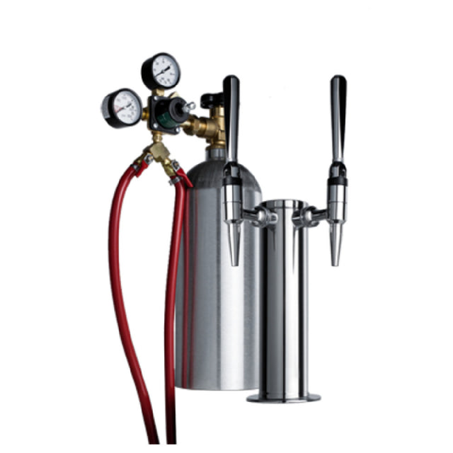 Summit KITNCFTWIN Nitro Coffee Dispensing Tap Kit 3"W X 3"D X 12"H Dual Stainless Steel Stout Style Draft Towers With Faucets