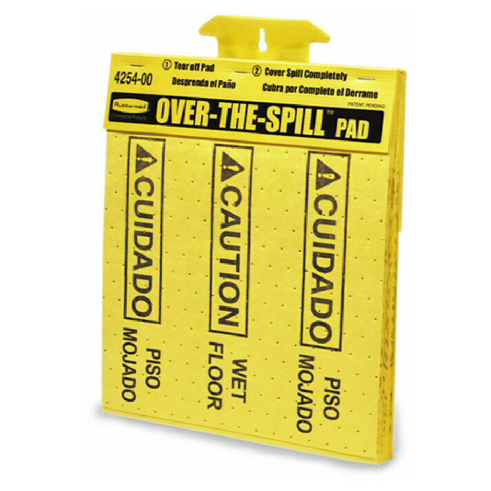 Rubbermaid FG425400YEL - Over-the-Spill™ Pad Tablet, "Caution Wet Floor", 16-1/2"L X 14"W