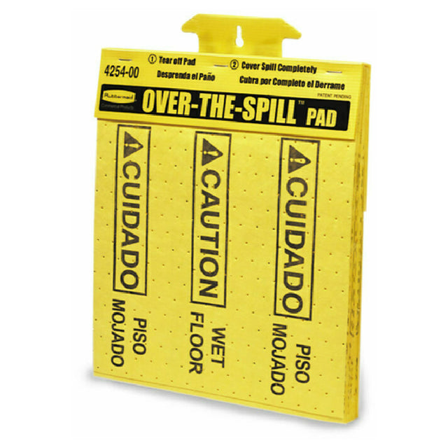 Rubbermaid FG425400YEL - Over-the-Spill™ Pad Tablet, "Caution Wet Floor", 16-1/2"L X 14"W
