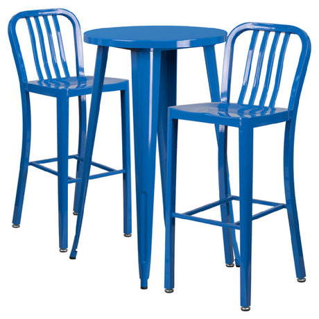 Flash Furniture CH-51080BH-2-30VRT-BL-GG Table And Bar Stool Set Includes (1) 24" Dia. X 41"H Table