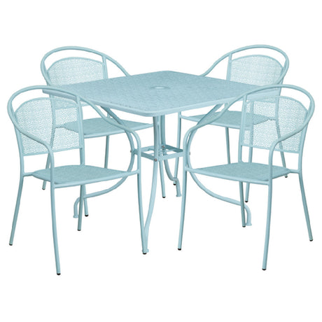 Flash Furniture CO-35SQ-03CHR4-SKY-GG Patio Table Set Includes (1) Table: 35-1/2"W X 35-1/2"D X 28-3/4"H