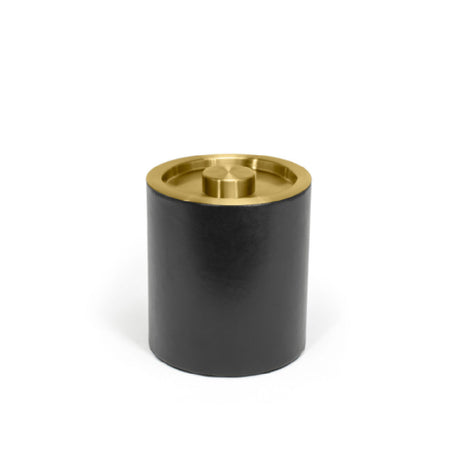 FOH RIB062BKL21 2qt Round London Ice Bucket Black With Matte Brass Lid Includes One RIB014BKL21-BTM 2qt Round London Ice Bucket Base Black
