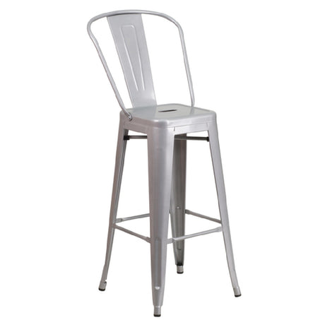 Flash Furniture CH-31320-30GB-SIL-GG Bar Stool 500 Lb. Weight Capacity Curved Back With Vertical Slat