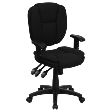 Flash Furniture GO-930F-BK-ARMS-GG Ergonomic Swivel Task Chair 35" To 41" Adjustable Height