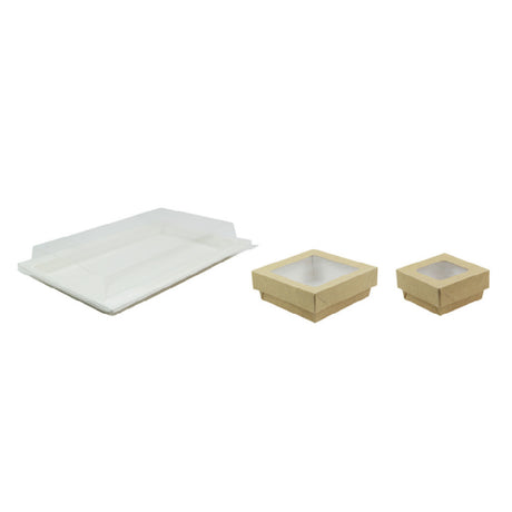 PacknWood APUKRAYB2 - VIP Set, Includes: (2) White Sugarcane Tray - Atlas 1/2 - 10.7 X 7.5 X 0.75in - 100 Pcs (210APUTRP12)