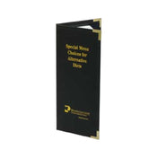 Menu Solutions ED405BA Menu Cover Holds 4-1/4" X 11" Sheet Insert Single Panel With 1 View