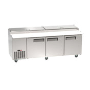 Hubert 213966 - Kratos 67K-043 92" Refrigerated Pizza Prep Table, 3-door, Holds 33°F To 40°F Temperature