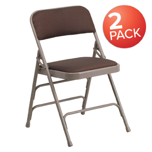 Flash Furniture 2-AW-MC309AF-BRN-GG Hercules Series Folding Chair Black Patterned Fabric Back & Seat