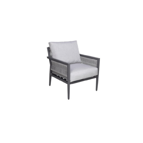 Plantation Prestige Commercial Furniture 8810600-015402 Acadia Lounge Chair Gunmetal Grey Finish Grey Rope On Sides