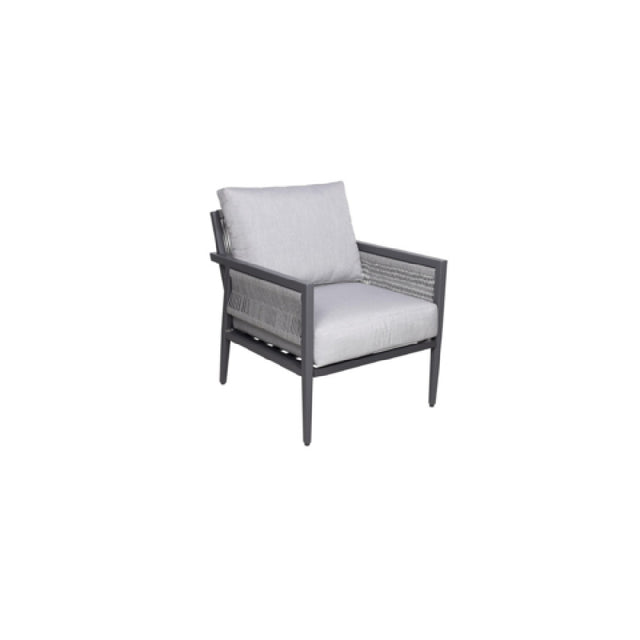 Plantation Prestige Commercial Furniture 8810600-015402 Acadia Lounge Chair Gunmetal Grey Finish Grey Rope On Sides