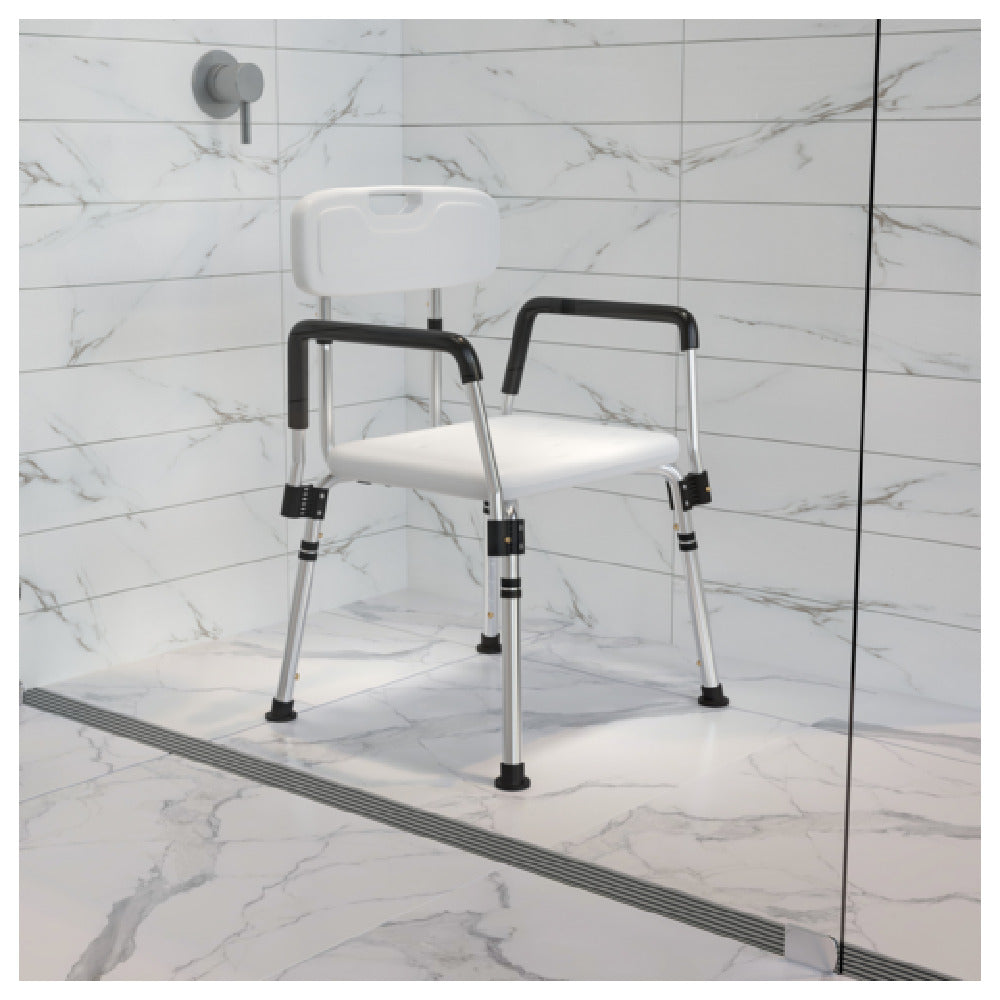 Flash Furniture DC-HY3523L-WH-GG Hercules Series Shower Chair 28" To 33" Adjustable Height